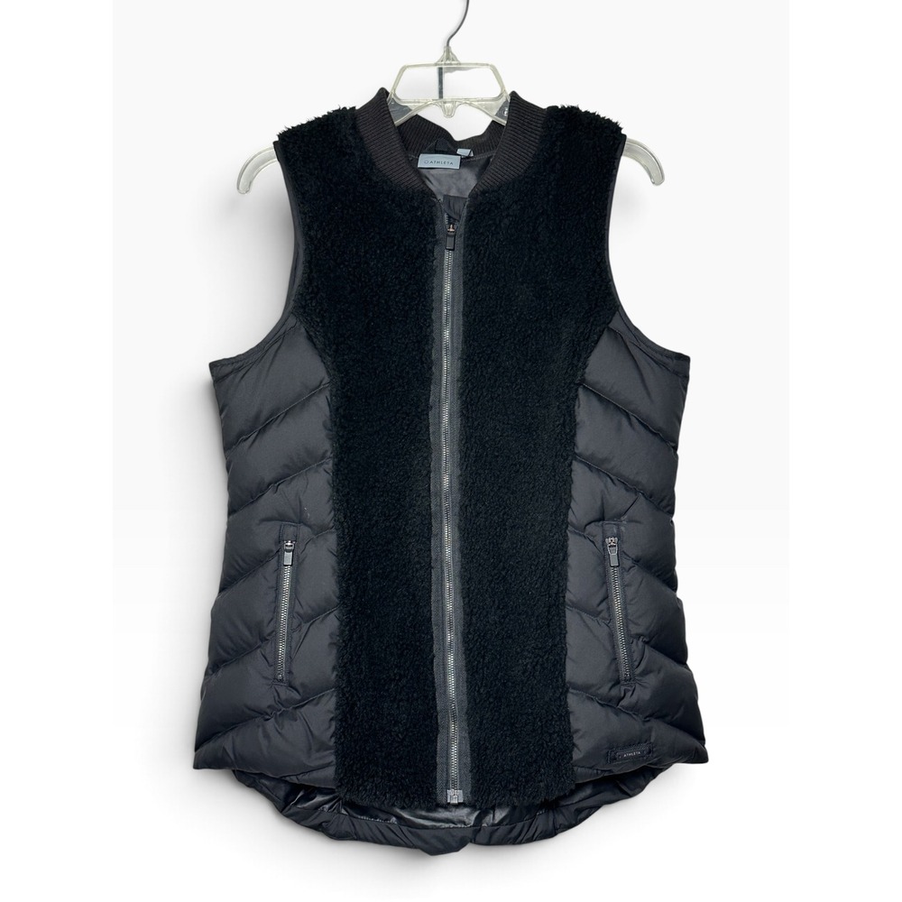 Athleta Women's Tundra Quilted Black Goose Down Puffer Vest Gorpcore Size Medium